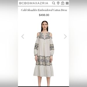 BCBG MAXAZRIA Cold-Shoulder Embroidered Dress Size XXS